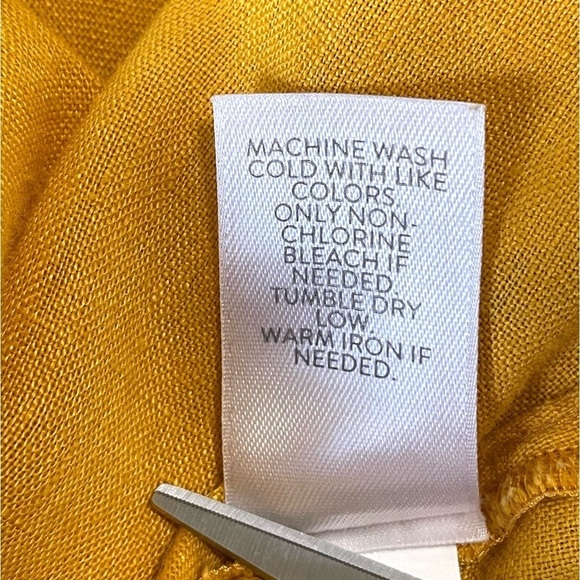 J. Jill Love Linen Roll Tab Sleeve A-Line Button Down Shirt Dandelion Large - Picture 14 of 15